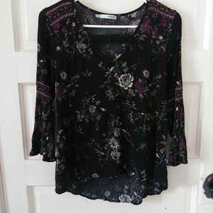 Maurices Black and Purple Floral Blouse